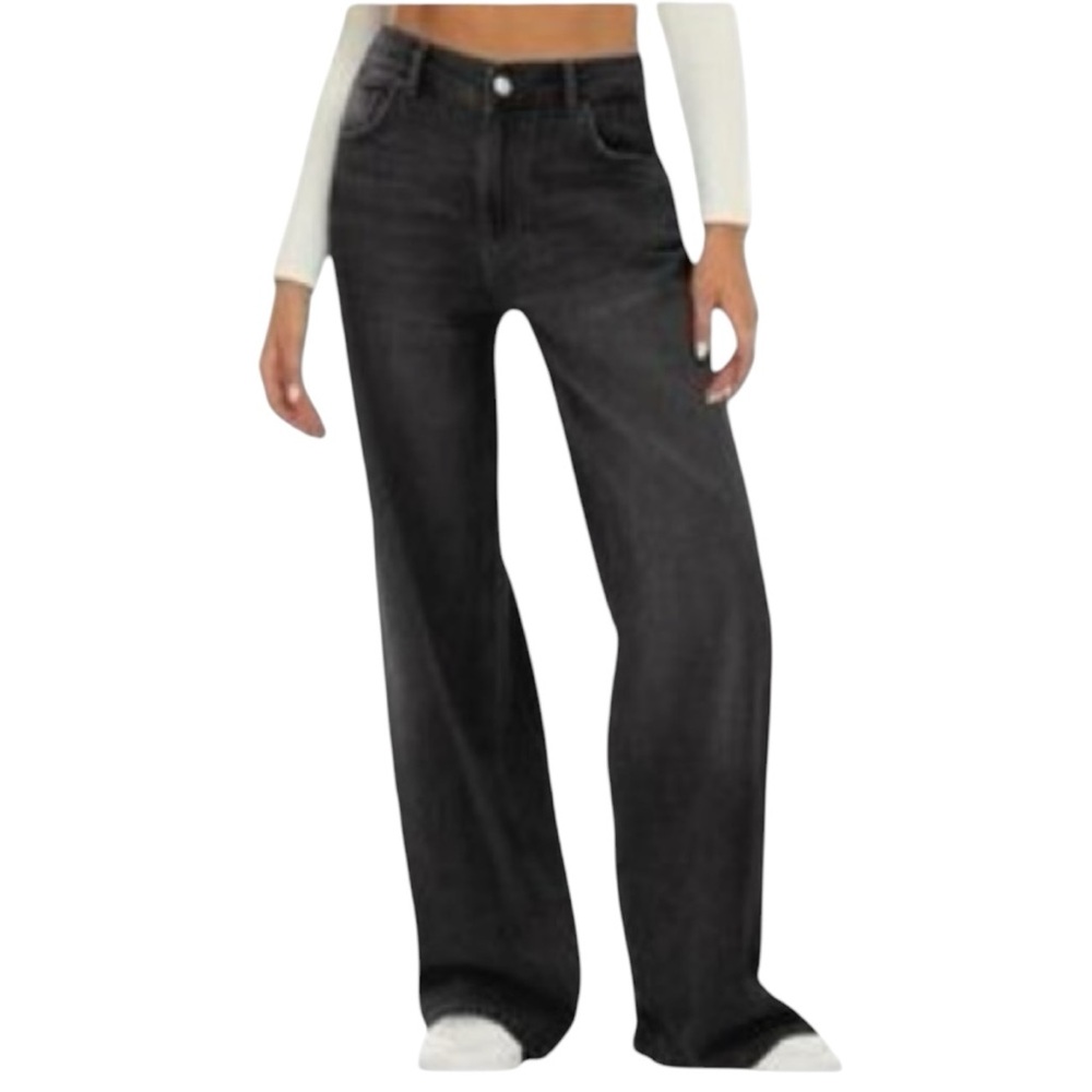 NWT‎ HDLTE high waisted wide leg Blue Jeans size L Y2K